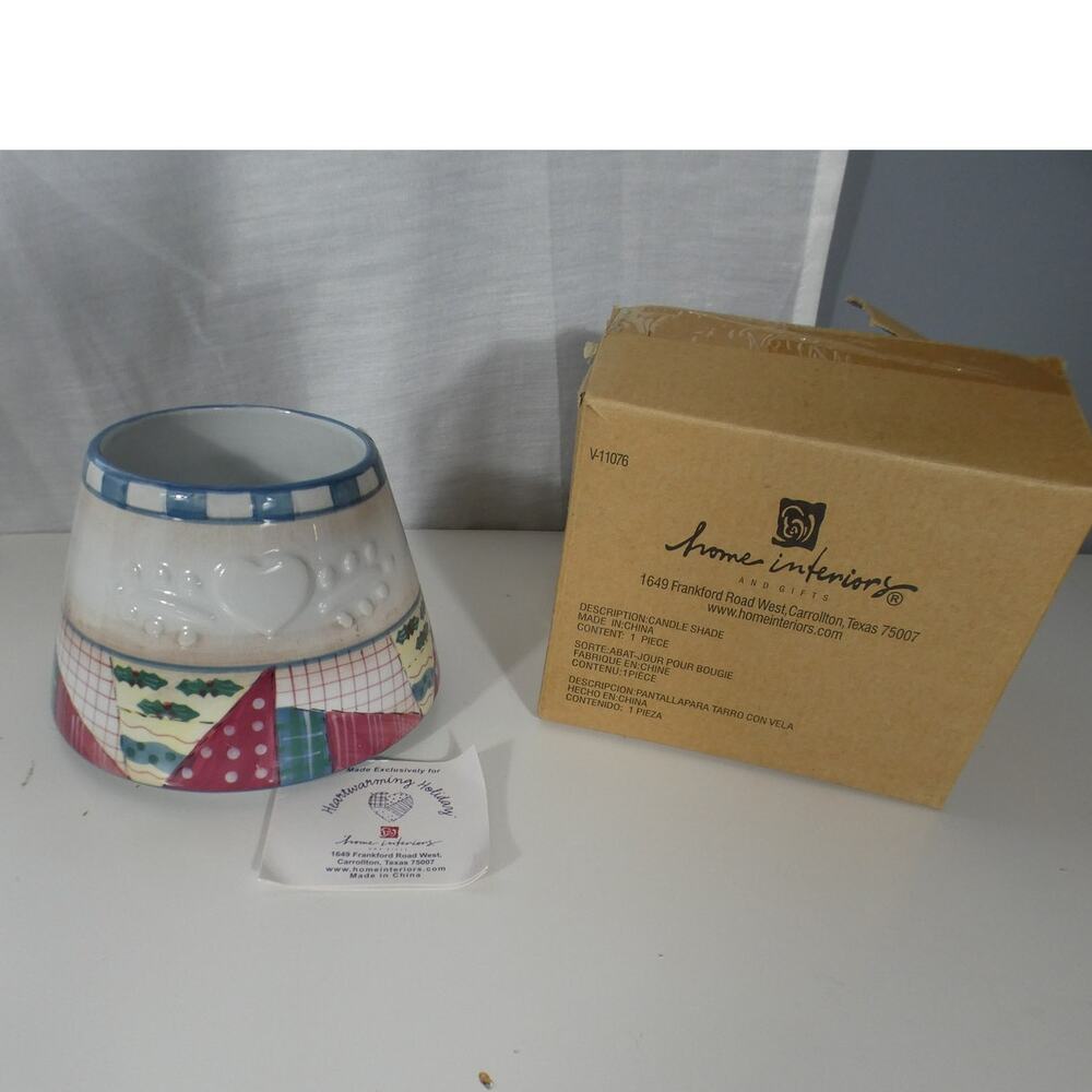 Home Interiors Heartwarming Holiday Candle Shade New In Box Cottage Core